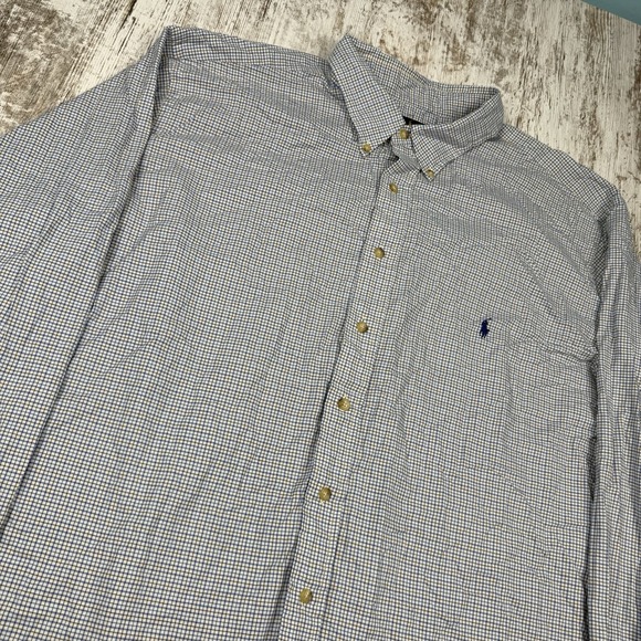 Polo Ralph Lauren Button‎ down Men's Sz 3XLT Plaid Long Sleeve Dress Shirt Dad - Picture 5 of 9